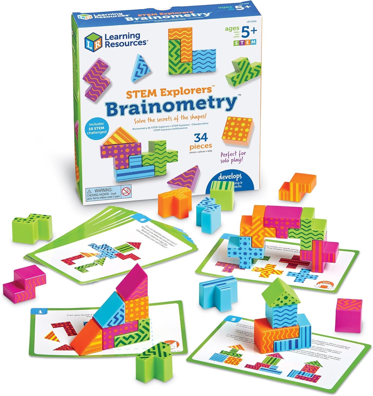 Learning Resources STEM Explorers Brainometry - 34 Pieces,Ages 5+ STEM Toys for Kids, Brain Teaser Toys and Games, Kindergarten Games - Image 2